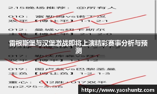 雷根斯堡与汉堡激战即将上演精彩赛事分析与预测